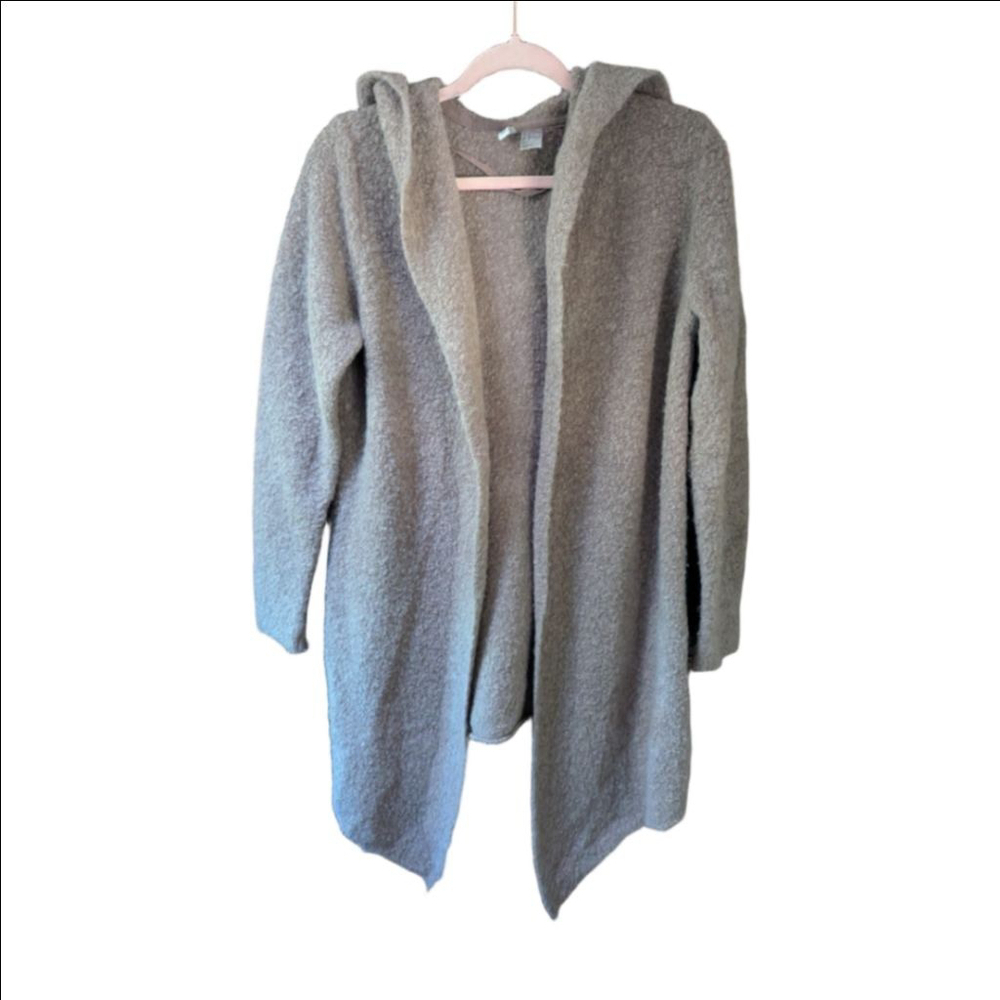 Women's H&M Divided Dusty Mauve Hooded Cardigan Size M Waterfall Hem